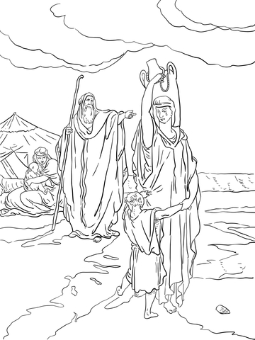 The Expulsion Of Hagar And Ishmael Coloring Page